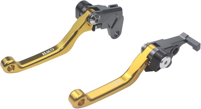 Adsspro Motorcycle Billet Foldable Brake Clutch Lever Handle CNC Aluminum Pivot for DRZ400 DRZ400S DRZ400SM DRZ400E 00-23 DR250R 97-00 DR200S 15-19 Dirt Pit Bike Motocross Motorbike (Gold) - Image 1